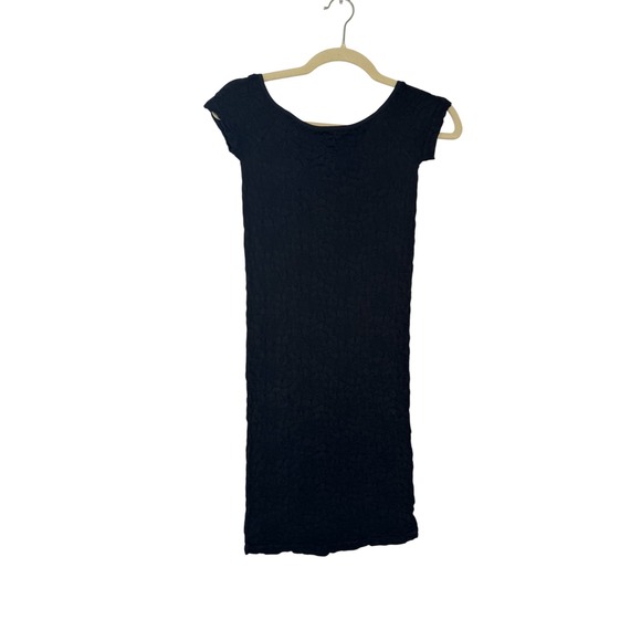 Free People Intimately Black Textured Mini Dress Short Sleeve M/L NEW - Picture 1 of 8